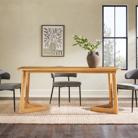 Walker Edison Modern Solid Wood Rectangular Dining Table, Natural ... in Manchester Dining Table, Natural